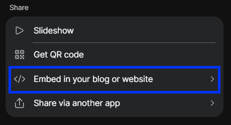 Padlet - Share options - Embed in your blog or website